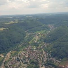 Flugwegposition um 15:38:26: Aufgenommen in der Nähe von Göppingen, Deutschland in 992 Meter